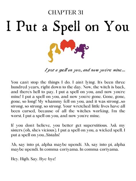 lyrics to i put a spell on you|hocus pocus chant lyrics.